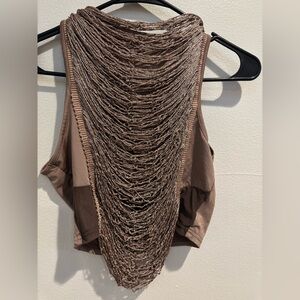 SHEIN Brown Beaded Tank Top